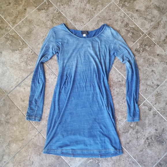 DIESEL long sleeve t-shirt dress mini midi blue denim style ombre S - Picture 4 of 9
